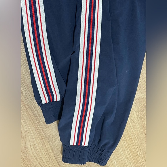 Aritzia TNA Navy Track Pants with Striped Sides - Picture 2 of 6